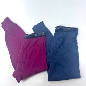 Duofold Base layer Thermal Pants Set of 2 in Burgundy and Blue